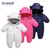 Sweaters Ircomll Infant Baby Spring Autumn Romper Jacket Jumpsuit Baby Toddler Winter Romper Cute Hoodie Snowsuit with Gloves