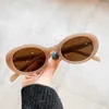 Sunglasses SO EI Fashion Mini Oval Sunglasses Womens Vintage Transparent Can Color Mens Cat Eye Shadow UV400 Blue Pink Sunglasses J240423