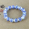 Stränge eleganter chinesischer Stil Keramikperlen Armband Farbe Blau und weißes Porzellan Blumenmuster Armbänder für Charms Women Juwely