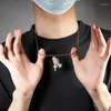 Hänge halsband Hip Hop Micro Paled Cubic Zirconia Bling Out Cross Pray Hand Pendants For Men Rapper Jewelry Drop