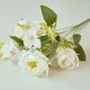 Decoratieve bloemen Silk kunstmatige pioenroos Rose Hydrangea Wedding Huis Decoratie Paarse hoogwaardige DIY Big Bouquet Fake Flower