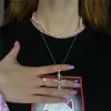 Ожерелья Гот розовый акриловый жемчужный перлочный сердечный сердечный ожерелье из бисера Коелея эстетика хараджуку милая вечеринка egirl y2k эмо -ювелирные украшения подарок