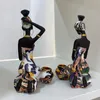 NORTHEUINS Resin Black Woman Candlestick African Exotic Statues Art Lady Figurines for Interior Decor Desktop Accessories Object 240411