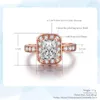 Cluster Ringe Luxus Square Big Crystal Cocktail Ehering für Frauen Rose Gelbgold Farbe Mode Jewlelry Party Engagement Geschenk R779