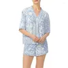 Suisses de survêtement pour femmes Imcute Summer Loungear Set Abstract Imprimer des manches courtes en V V