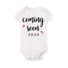 Babyaankondiging van één stuks Binnenkort 2024 Pasgeboren baby Bodysuits Summer Boys Girls Romper Body Zwangerschap Reveal Kleding