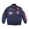 Men's Jackets 2023 Military Pilot Flight Quilt Winter Childrens Clothing Boys and Girls Satin Letterman University bomber jacket with patchesL2404