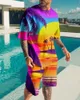Summer Mens Set Tracksuits Fashion Casual Short Sleeves Holiday Style 3D Print Men TshirtShorts Pants Suits Male Clothes 240419