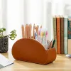 Fack 5 Grid Desktop PU Leather Organizer Fjärrkontrolltelefon och TV -hållare Desk Storage Box Cosmetics Brush Storage Holder Organizer