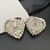 Women Fashion Earrings Jewelry White Gold Color Bling Clear Black CZ Crystal Heart Earrings Clips On For Women Party Wedding Designer Earrings