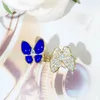 Collier de boucles d'oreilles bracelet Europe America Bijoux de mode Feme Femme Femmes Cadre en laiton Diamond Lapis Lazi 18K Gol