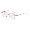 サングラスUmanco Polygon Rimless Gradient Pink Reading Glasses for Women Vision Care Anti Blue Light Perbyopia 0 1.0 1.5 2.0 2.5