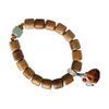 Strand Green Sandalwood Single Ring Hand String Jade Beads Text Wooden Buddhist Bracelet Ethnic Style Women Men