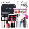 Setzt POPFEEL MAKOUM Full Kit Frauen Make -up Set Lidschatten Lidschatten Palette Lip Gloss Mascara Eyeliner Pinsel Bag Make -up für Frauen