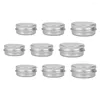 Bouteilles de rangement 9pcs Round Aluminium Box Conteneur en métal argenté avec fil de filet