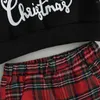 Kläder sätter Pudcoco 2st Baby Girl Boy Christmas Outfits Långärmad lapel krage tröjor Plaid Pants Set småbarn varma kläder 3-24m