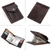 Clips CONTACT'S Short Men Money Clip Oil Nubuck Cow Leather Wallets for Men Retro Money Case with Credit Card Slot Small Coin Pocket