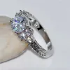 Обручальные кольца изысканные модные серебряные кольца обручальные кольца для женщин белый циркон камни кольцо годовщины свадебные свадебные украшения