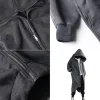 Polos Newly Unisex Long Sleeve Hooded Nazgul Long Coat Zipper Closure Fleece Lined Long Hoodie