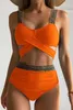 Bikini de traje de baño de moda de moda abierta Bikini de la cintura alta que cubre la banda elástica de oro del vientre Y05 2024 0424-6