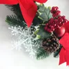 Flores decorativas Jarown Artificial 40cm Rattan Wreath Decoração de Natal Simulação Cone Red Fruit Home Door Hanging Loja Flores