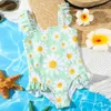 Women's Swimwear 1-5Y Toddler Girl Swimsuit Cute Bikini Set Bathing Suit Ruffle Floral Print Kawaii Infantil One Piece Swimsuits