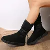 Stiefel mittlerer Kälte Gummi Schneeschuhe für Frauen Wintermassive Flach mit Schnür-Damen runden Zehen Zapatos Para Mujeres