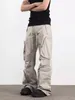 Pantaloni da uomo High Street Mens Design a più tasche cargo sciolti pantaloni dritti dritti a colore solido hip hop maschio casual maschio