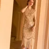 Stage Wear 1920 -tals paljett Gatsby Ball Tassel Dinner Party Sexig värdklänning 8001