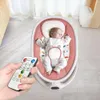 Swing de bebé rosa portátil con control remoto, 5 velocidades, arnés de 5 puntos: columpio para bebés para bebés y recién nacidos para calmar y comodidad