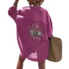 Vestido casual de camisa de lantejoulas casuais de verão fashionha praia estilo solto botão sol proteção de linho de linho de algodão Mulheres 2404241