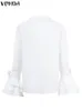 Elegante kantoorblouse dames mode shirts tuniek 2024 vonda long flare mouw tops casual solide knoppen feest blusas femininas 240424