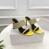 Topp spegelkvalitetsdesigner sandaler märkta klassiska stilar vår/sommar kvinnors högklackade sandaler 8 cm fyrkantiga stilett glittrande klackar party aura 35-39 storlek