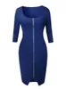 Basic Casual Dresses Sexy Long Zipper Girdling Waist Slim Bodycon Dress Women Half Sleeves Solid Color Skinny Dress Elegant Club Party VestidosL2403