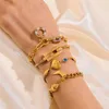 Perlen Eilieck 316L Edelstahl Gold Farbarmband für Frauen Einfacher Stil Linkkette Trendy Mode nicht verblüfftes Schmuck Geschenk 240423