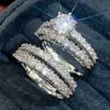 Wedding Rings Luxurious Silver Color Metal White Stone Rings Exquisite Fashion Engagement Wedding Rings Set for Women Jewelry