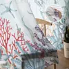 Gordijn Coral Sea Shell Starfish Jellyfish Triangle Tule Sheer Curtains for Living Kitchen Children Slaapkamer Voile Hanging