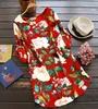 Womens Round Neck Printed Long Sleeved Dress Multi Color Variety