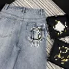 2024 Blue Free Shipping Straight Loose Pockets Buttons Women's Jeans Designer Women's Denim Pants 4241
