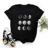 Damen T-Shirt Moon Phase Planet Frauen Drucken T-Shirt Kurzarm Shirts Sommer T-Shirt Tops Casual Shirt Eclipse Graphic Tops Tees 240423