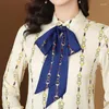 Chaîne de chemisiers pour femmes Chemises robes de printemps d'été imprimées Luxe à manches longues à manches simples à poitrine