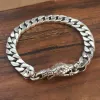 Strängar S925 Sterling Silver Cuban Chain Fashion Retro Snakehead Hook 18/20/22 cm Snake Armband Men Party Jewelry Gift
