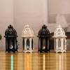 Candle Holders Black White Wind Lantern Indoor Ornaments Iron Glass Craft Lighting Adornments Scene Layout Holder Ornament