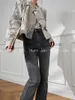 女性用ジャケットチャイニーズスタイルの結び目ボタンコートスプリングプリントショートトップ