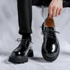 Casual Shoes Big Head Solid Color Shoe For Men Casuallace-up Tjock Soled Anti-Scid Work Classic Business Anti-Slip Wearable