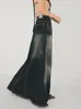 Skirts SUCHCUTE Korean Style Tie-dye Cargo Denim Harajuku Streetwear Blue Maxi Women Fairycore Low Waist Clothes Vintage