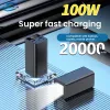 Chargers Portable 20000mAh Power Bank Station PD100W USB C Fast Charger Powerbank External Spare Battery For Laptop iPhone Samsung Xiaomi