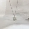 Pendants HI MAN S925 Sterling Silver Korean Cubic Zircon Snowflake Pendant Necklace Woman Fashion Clavicle Chain Elegant Jewelry Gift