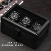 WAR -Boxen Praktische 3 Schlitzbox Aluminiumlegierung Display Hülle Glas Top Uhren Trave Storage Kofferhalterung