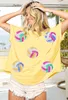 2024 Summer Womens T-Shirt American Fashion Colorful Baseball Sequin Pullover O-Neck Short Sleeve Top Womens Clothing 240412